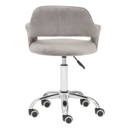 Orsina Comfortable Grey Velvet Home Office Chair With Curved Back, Ergonomic Work For Office, Movable Chair - thumbnail 5