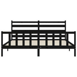 Berkfield Bed Frame With Headboard Black 200X200 Cm Solid Wood - thumbnail 6