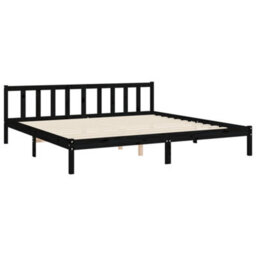 Berkfield Bed Frame With Headboard Black 200X200 Cm Solid Wood - thumbnail 9