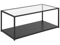 Beliani Modernist Coffee Table With Tempered Glass Top And Powder-Coated Black Metal Frame 100 X 54 Cm - thumbnail 3