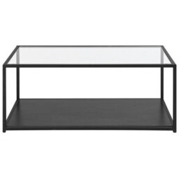 Beliani Modernist Coffee Table With Tempered Glass Top And Powder-Coated Black Metal Frame 100 X 54 Cm - thumbnail 1
