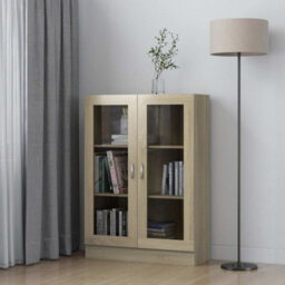 Vidaxl Vitrine Cabinet Sonoma Oak 82.5X30.5X115 Cm Engineered Wood - thumbnail 1