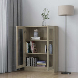 Vidaxl Vitrine Cabinet Sonoma Oak 82.5X30.5X115 Cm Engineered Wood - thumbnail 3