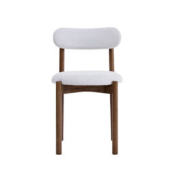 Elmora Set Of 2 Light Warm Grey Textured Fabric Dining Chairs With Walnut Effect Solid Wood Frame