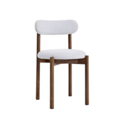 Elmora Set Of 2 Light Warm Grey Textured Fabric Dining Chairs With Walnut Effect Solid Wood Frame - thumbnail 2