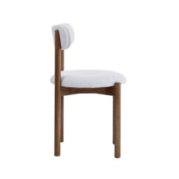 Elmora Set Of 2 Light Warm Grey Textured Fabric Dining Chairs With Walnut Effect Solid Wood Frame - thumbnail 3