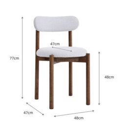 Elmora Set Of 2 Light Warm Grey Textured Fabric Dining Chairs With Walnut Effect Solid Wood Frame - thumbnail 8