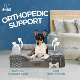 Fur & Bone Orthopedic Dog Bed Large 88 X 64 X 20 Cm - Washable Plush Velvet Pet Bed With Memory Foam Cushion And Non-Slip Base - thumbnail 5