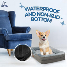 Fur & Bone Orthopedic Dog Bed Large 88 X 64 X 20 Cm - Washable Plush Velvet Pet Bed With Memory Foam Cushion And Non-Slip Base - thumbnail 4