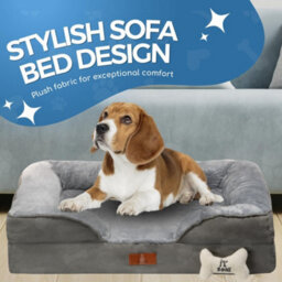 Fur & Bone Orthopedic Dog Bed Large 88 X 64 X 20 Cm - Washable Plush Velvet Pet Bed With Memory Foam Cushion And Non-Slip Base - thumbnail 3