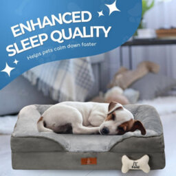 Fur & Bone Orthopedic Dog Bed Large 88 X 64 X 20 Cm - Washable Plush Velvet Pet Bed With Memory Foam Cushion And Non-Slip Base - thumbnail 8