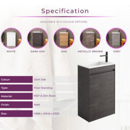 Plum&clay Rigel Dark Oak Floor Standing Cloakroom Vanity Unit With Ceramic Basin (W)55Cm (H)86Cm - thumbnail 4