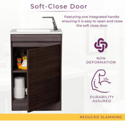 Plum&clay Rigel Dark Oak Floor Standing Cloakroom Vanity Unit With Ceramic Basin (W)55Cm (H)86Cm - thumbnail 3