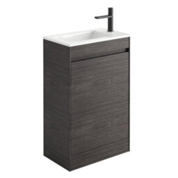 Plum&clay Rigel Dark Oak Floor Standing Cloakroom Vanity Unit With Ceramic Basin (W)55Cm (H)86Cm