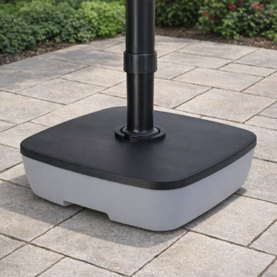 Jack Stonehouse Jsh Patio Umbrella Parasol Stand Base With Rollers Sturdy 25L 40Kg Max Fill Black & Grey Garden Weight Sand Or Water