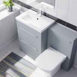 Nes Home 600mm Matte Grey 2 Drawers Vanity Unit, Back To Wall Toilet - thumbnail 4