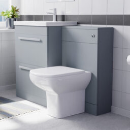 Nes Home 600mm Matte Grey 2 Drawers Vanity Unit, Back To Wall Toilet - thumbnail 3