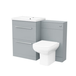 Nes Home 600mm Matte Grey 2 Drawers Vanity Unit, Back To Wall Toilet - thumbnail 6
