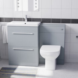 Nes Home 600mm Matte Grey 2 Drawers Vanity Unit, Back To Wall Toilet - thumbnail 2