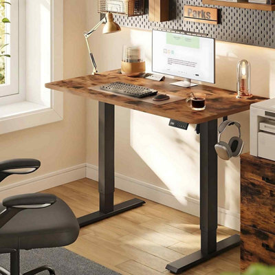 Electric Height Adjustable Office Desk With Memory Presets And Sedentary Reminder, Rustic Brown - image 1