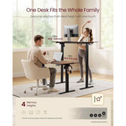 Electric Height Adjustable Office Desk With Memory Presets And Sedentary Reminder, Rustic Brown - thumbnail 3