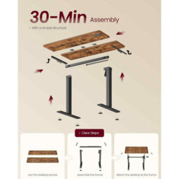 Electric Height Adjustable Office Desk With Memory Presets And Sedentary Reminder, Rustic Brown - thumbnail 6