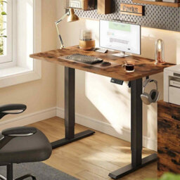 Electric Height Adjustable Office Desk With Memory Presets And Sedentary Reminder, Rustic Brown