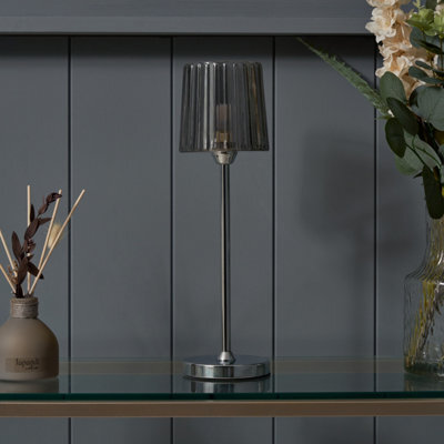 Inlight Piran Fluted Round Polished Mirrored Chrome Effect Table Lamp - image 1