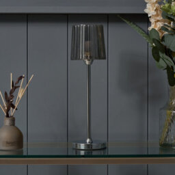 Inlight Piran Fluted Round Polished Mirrored Chrome Effect Table Lamp