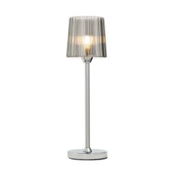 Inlight Piran Fluted Round Polished Mirrored Chrome Effect Table Lamp - thumbnail 2