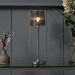 Inlight Piran Fluted Round Polished Mirrored Chrome Effect Table Lamp - thumbnail 6