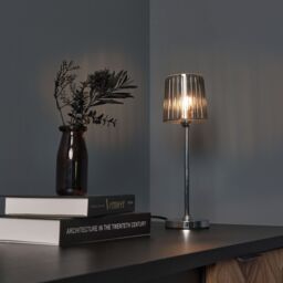 Inlight Piran Fluted Round Polished Mirrored Chrome Effect Table Lamp - thumbnail 3
