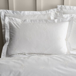 Bianca Fine Linens Lottie Floral Embroidery 180 Thread Count Cotton Double Duvet Cover Set With Pillowcase White - thumbnail 2