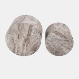 Ohs Marble Effect Set Of 2 Round Tables Side Coffee Table - Grey - thumbnail 5