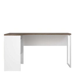 Wyld Haus Billabong White And Truffle Oak Corner Office Desk 2 Drawers - thumbnail 3
