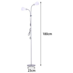 Living And Home 180 Cm Light Grey Metal E14 Base 2 Heads Floor Light Floor Lamp With Individual Switch For Bedroom Living Room - thumbnail 9