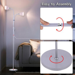 Living And Home 180 Cm Light Grey Metal E14 Base 2 Heads Floor Light Floor Lamp With Individual Switch For Bedroom Living Room - thumbnail 5