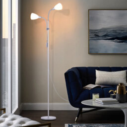 Living And Home 180 Cm Light Grey Metal E14 Base 2 Heads Floor Light Floor Lamp With Individual Switch For Bedroom Living Room