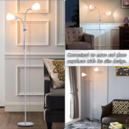 Living And Home 180 Cm Light Grey Metal E14 Base 2 Heads Floor Light Floor Lamp With Individual Switch For Bedroom Living Room - thumbnail 7