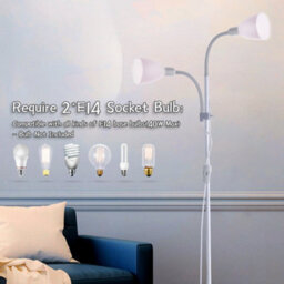 Living And Home 180 Cm Light Grey Metal E14 Base 2 Heads Floor Light Floor Lamp With Individual Switch For Bedroom Living Room - thumbnail 3