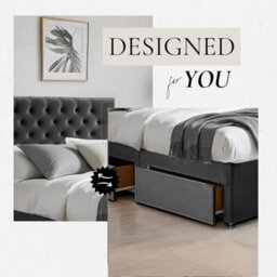 Black Plush 3Ft Single Bed With Matttress  2 Storage Drawers And 20 Inch Plain Headboard - thumbnail 2