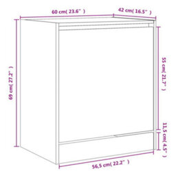 Berkfield Shoe Cabinet Black 60X42X69 Cm Engineered Wood - thumbnail 9