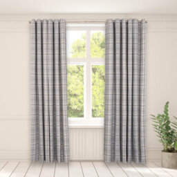 OHS Woven Check Print Pair Of Curtains, Grey - 66 X 90 - thumbnail 1
