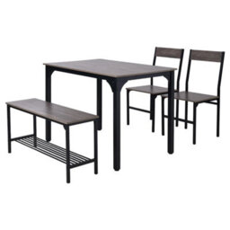 Rustic Grey Compact Dinner Table With Bench & 2 Chairs Kitchen Dining Furniture Small Spaces - thumbnail 6