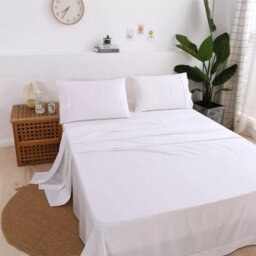 Ameha Flat Sheet 100% Egyptian Cotton Bedsheet Breathable Non Iron Fade Resistant Hotel Quality White Super King Size 270X310 Cm - thumbnail 5
