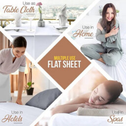 Ameha Flat Sheet 100% Egyptian Cotton Bedsheet Breathable Non Iron Fade Resistant Hotel Quality White Super King Size 270X310 Cm - thumbnail 1