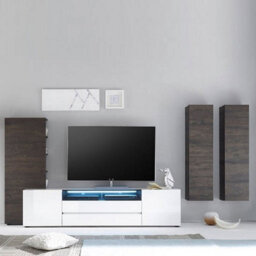 Furniture in Fashion Genie Tv Stand With Storage For Living Room And Bedroom, 2030 Wide, Led Lighting, Media Storage, White High Gloss Finish - thumbnail 5