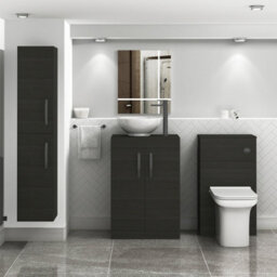 Royal Bathrooms 600mm Hale Black Floor Standing Vanity Unit 2 Door & Countertop Basin - Breeze With Matt Black Handle - thumbnail 2