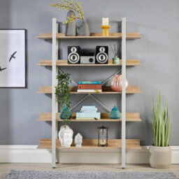 Home Source Urban Ladder 5 Tier Bookcase Shelving Storage Grey And Oak Effect - thumbnail 3
