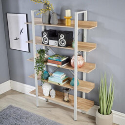 Home Source Urban Ladder 5 Tier Bookcase Shelving Storage Grey And Oak Effect - thumbnail 2